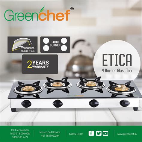 greenchef gas stove 4 burner steel